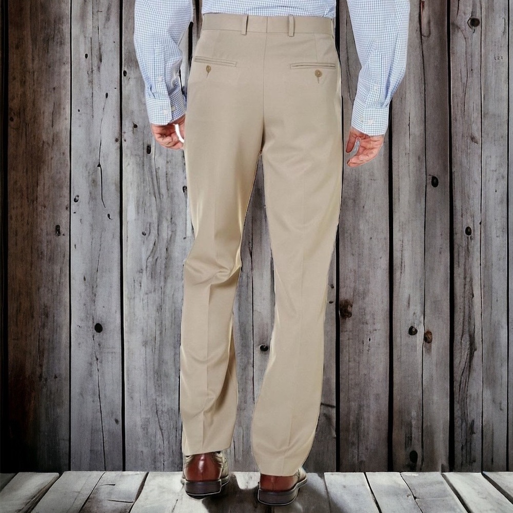 Perry Ellis tan khaki  folio flex modern fit classic dress pants 38x32